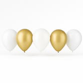 Elegant Golden & White Latex Balloons - 11 Inch, 15 Count